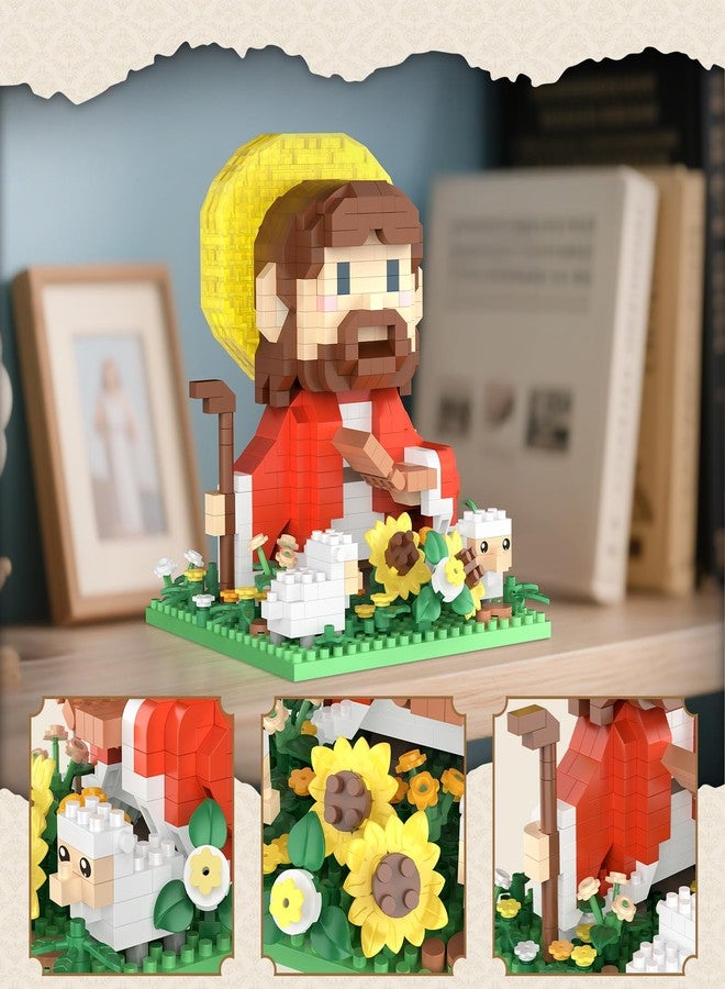 Vziimo Jesus and Flowers Building Set, Little Jesus Figurines with Sunflower, Sheep & LED Halo, Christian Toys Gifts for Adults, Teens Age 14+ (689 PCS) - Image 5